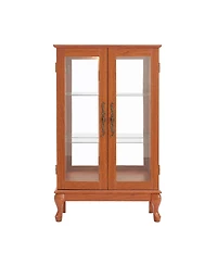 Streamdale Furniture Dark Oak Curio Cabinet with Glass Doors & Adjustable Shelves