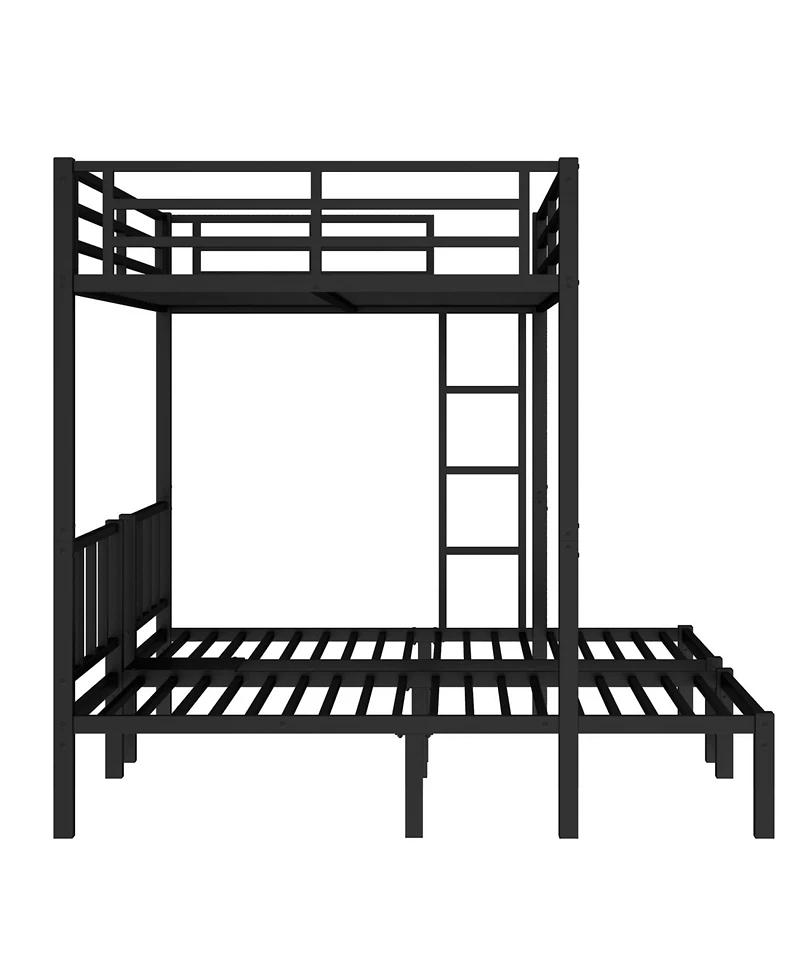 Streamdale Furniture Twin/Queen Metal Triple Bunk Bed - Black