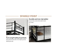 Streamdale Furniture Triple Frame Bed w/ Ladder & Railing - Floor Safe, Easy Assembly