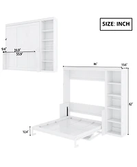Streamdale Furniture Full Size Wood Murphy Bed with Desk and Bookshelf