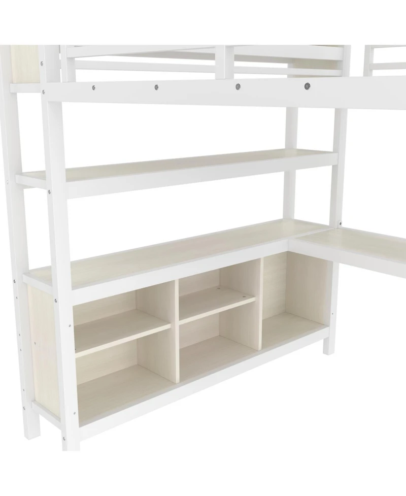 Streamdale Furniture Metal Queen Loft Bed with Wardrobe, Desk & Storage