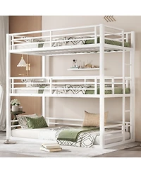 Streamdale Furniture Triple Twin Xl Metal Bunk Bed with Guardrails
