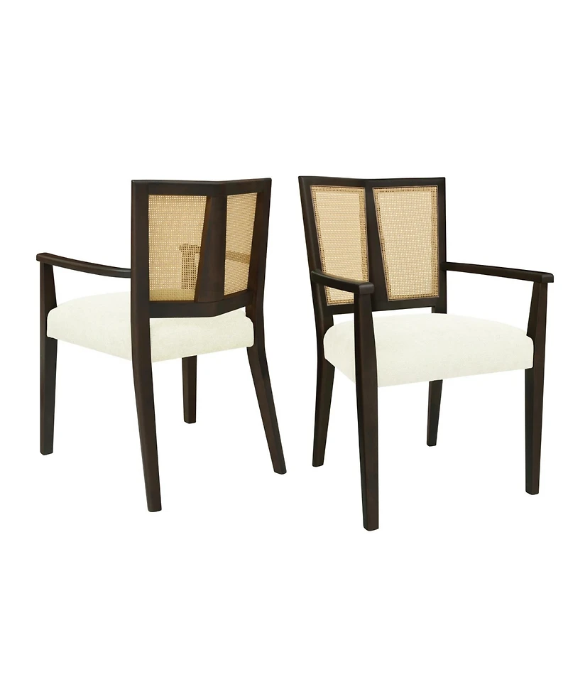 Streamdale Furniture Arm Dining Chair (dark brown+beige) Set of 2