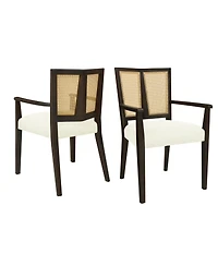 Streamdale Furniture Arm Dining Chair (dark brown+beige) Set of 2