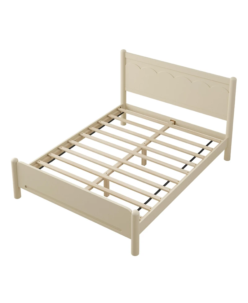 Streamdale Furniture Streamdale Queen Size Wood Platform Bed Frame with Headboard and Wooden Slat Support