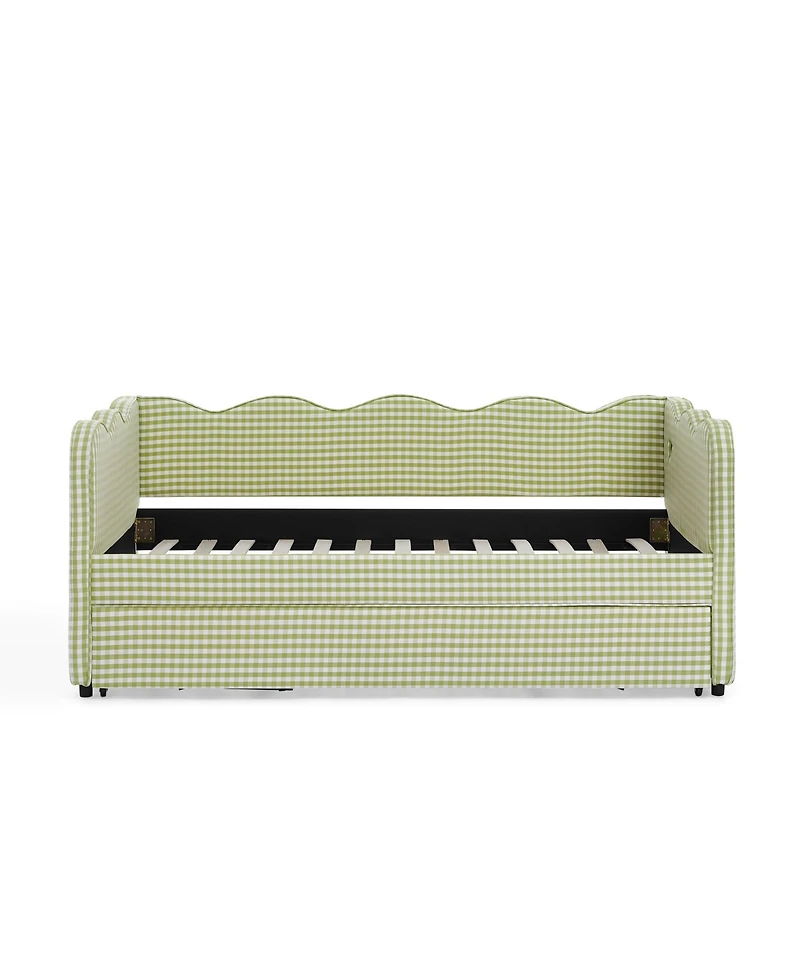 Streamdale Furniture Cozy Daybed with Trundle, Usb Port, Linen.
