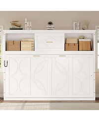 Streamdale Furniture Twin Size Murphy Bed with Charging Station and a Drawer, White