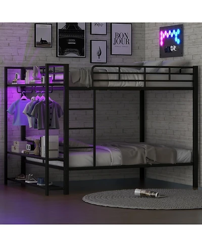 Streamdale Furniture Streamdale Metal Bunk Bed with Storage, Led Light