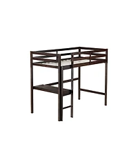 Streamdale Furniture Espresso High Loft Bed with Desk & Guardrail