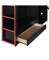 Streamdale Furniture Wood Loft Bed with Desk, Wardrobe, Storage & Rgb Light