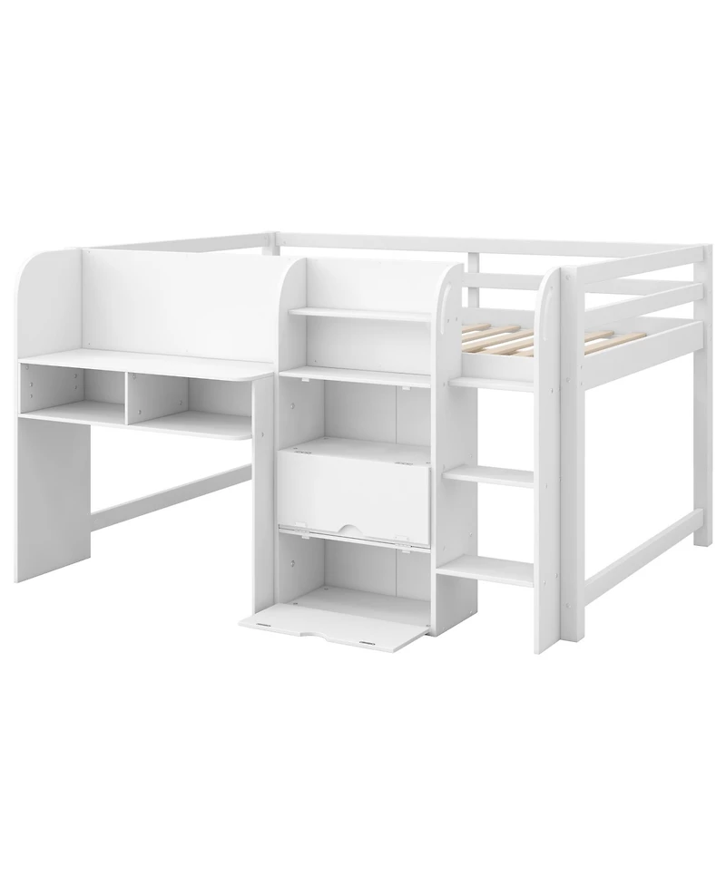 Streamdale Furniture Streamdale Low Loft Bed with Desk, Storage, Bookcase & Whiteboard