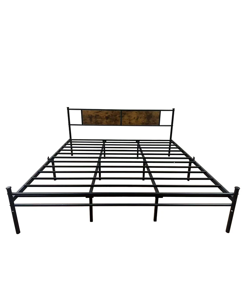 Streamdale Furniture King Bed Frame Wood Headboard Footboard Metal Platform Mattress Foundation