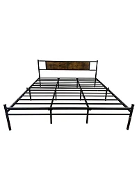 Streamdale Furniture King Bed Frame Wood Headboard Footboard Metal Platform Mattress Foundation