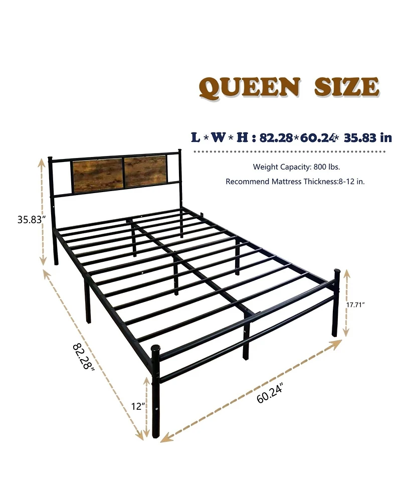 Streamdale Furniture Queen Victorian Bed Frame, Under Bed Storage, No Box Spring