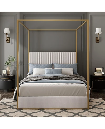Streamdale Furniture Luxury Beige King Canopy Bed