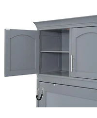 Streamdale Furniture Queen Size Murphy Bed Wall Bed with Top Cabinets,Gray