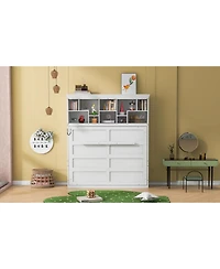 Streamdale Furniture Queen Size Murphy Bed Wall Bed with Top Shelves & Usb