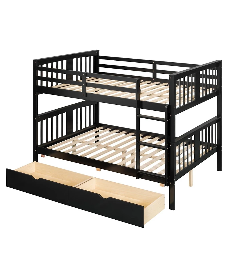 Streamdale Furniture + Full Over Wood Drawers & Ladder Bunk Bed
