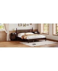 Streamdale Furniture Streamdale King Wood Platform Bed, Gourd Headboard, Retro Style