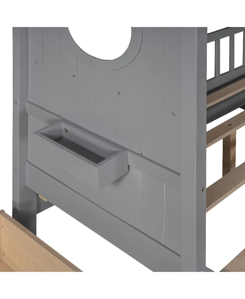 Streamdale Furniture Wooden Full Size House Bed with Drawers & Shelf