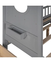 Streamdale Furniture Wooden Full Size House Bed with Drawers & Shelf