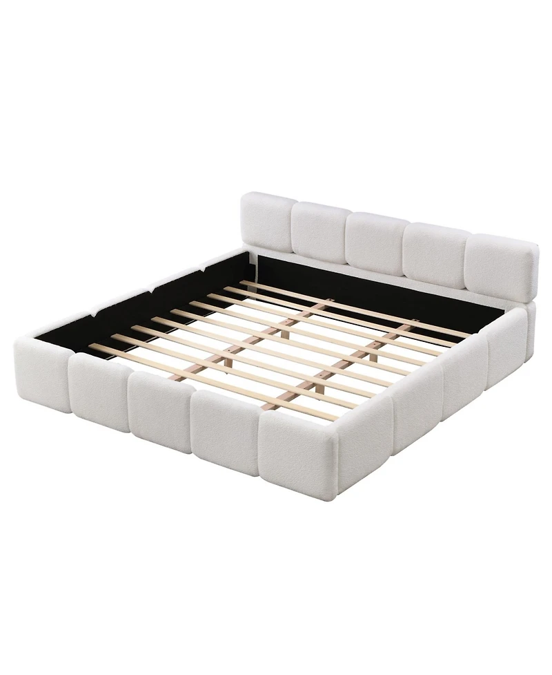Streamdale Furniture California King Boucle Platform Bed, White