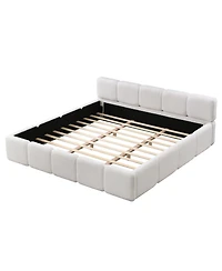 Streamdale Furniture California King Boucle Platform Bed, White