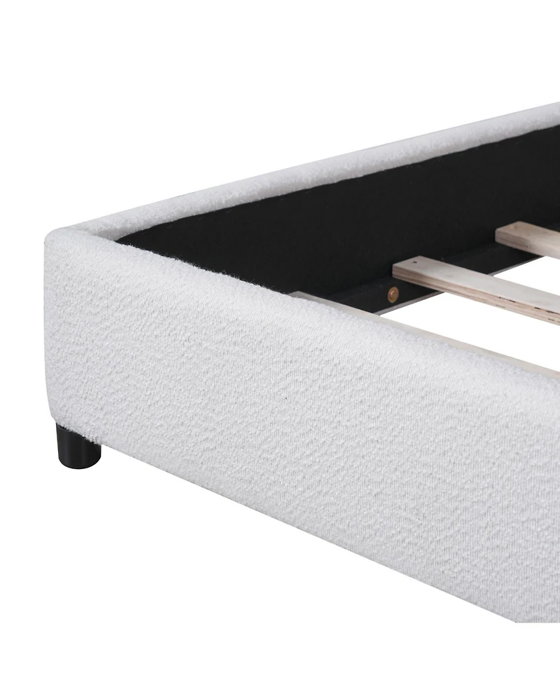 Streamdale Furniture Streamdale Queen Size Bed Frame With Boucle Upholstered Round Curved Headboard