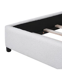 Streamdale Furniture Streamdale Queen Size Bed Frame With Boucle Upholstered Round Curved Headboard