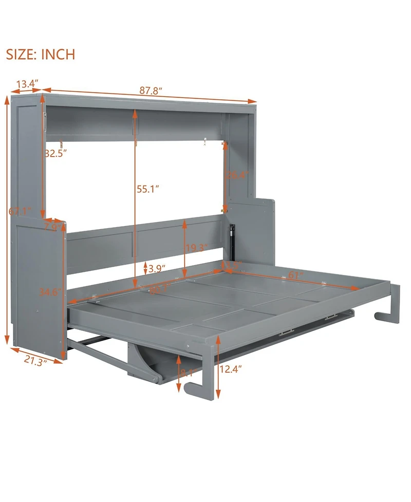 Streamdale Furniture Queen Murphy Bed with Hydraulic Lift & Desk