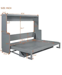 Streamdale Furniture Queen Murphy Bed with Hydraulic Lift & Desk