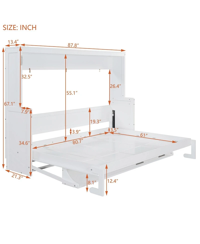 Streamdale Furniture Queen Murphy Bed with Hydraulic Lift & Desk