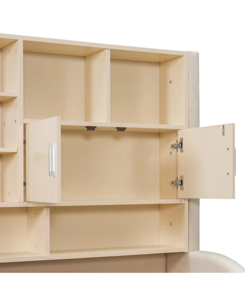 Streamdale Furniture Twin Upholstered Daybed with Led, Storage & Trundle