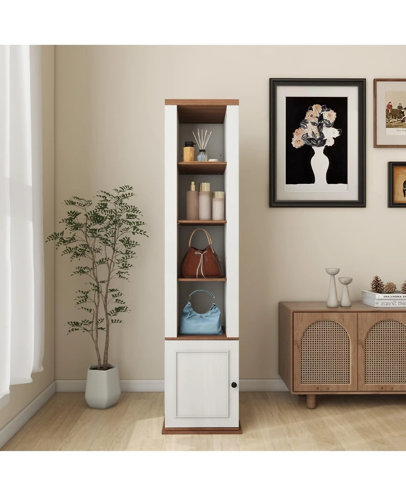 Streamdale Furniture Rotating Mirrored Storage Cabinet - Antique White