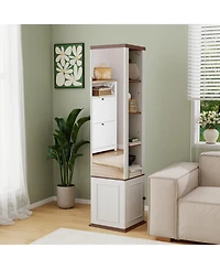 Streamdale Furniture Rotating Mirrored Storage Cabinet - Antique White