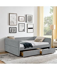 Streamdale Furniture Tufted Daybed with Trundle, Queen, Boucle Fabric