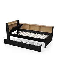 Streamdale Furniture Twin Velvet Daybed- Storage Headboard, Wireless Charging, Led