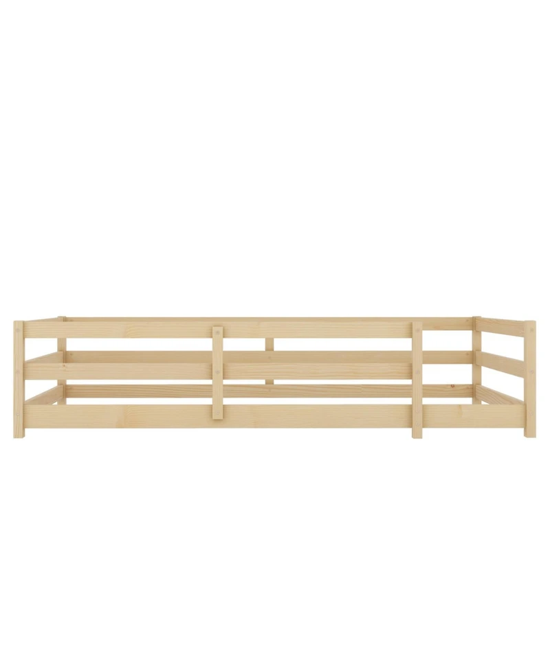 Streamdale FurnitureTwin Floor Bed Montessori with Fence - Natural