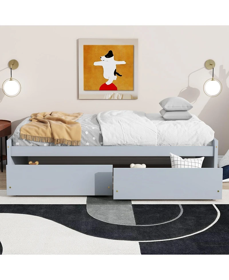 Streamdale Furniture Twin Size Bed with 2 Drawers