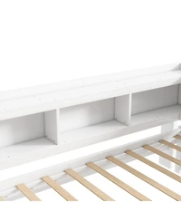 Streamdale Furniture Twin L-Shaped Bookcase Bed with Outlets & Drawers