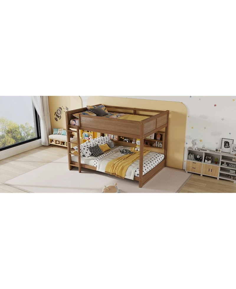 Streamdale Furniture Queen Over Queen Bunk Bed with Storage, Ladder & Charging