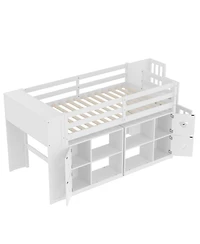 Streamdale Furniture Kids' Pine Loft Bed with Storage, Stairs & Led Lights