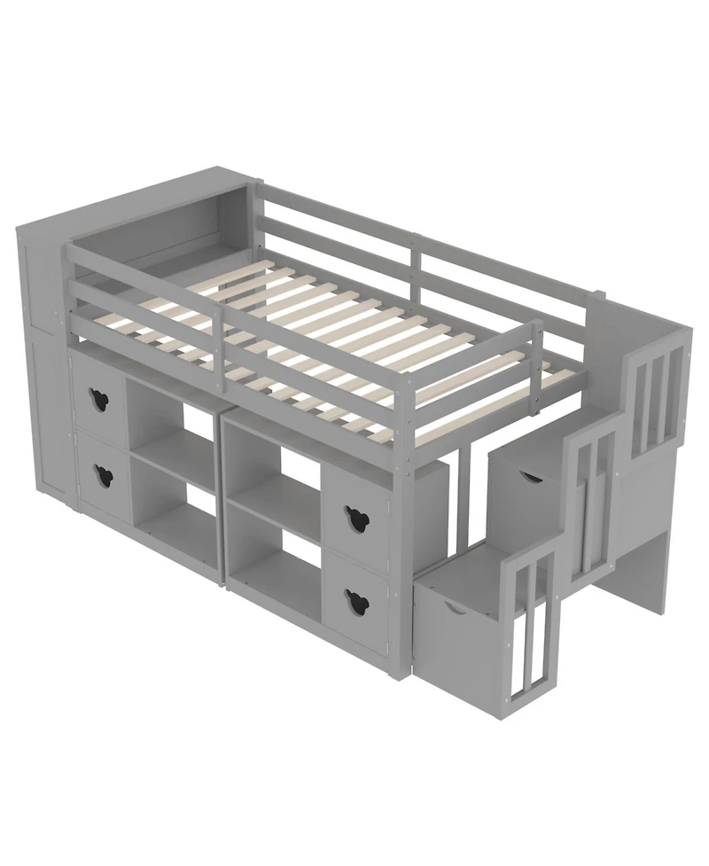 Streamdale Furniture Kids' Pine Loft Bed with Storage