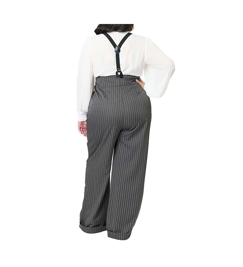 Unique Vintage Plus Size Thelma High Waist Suspender Pants