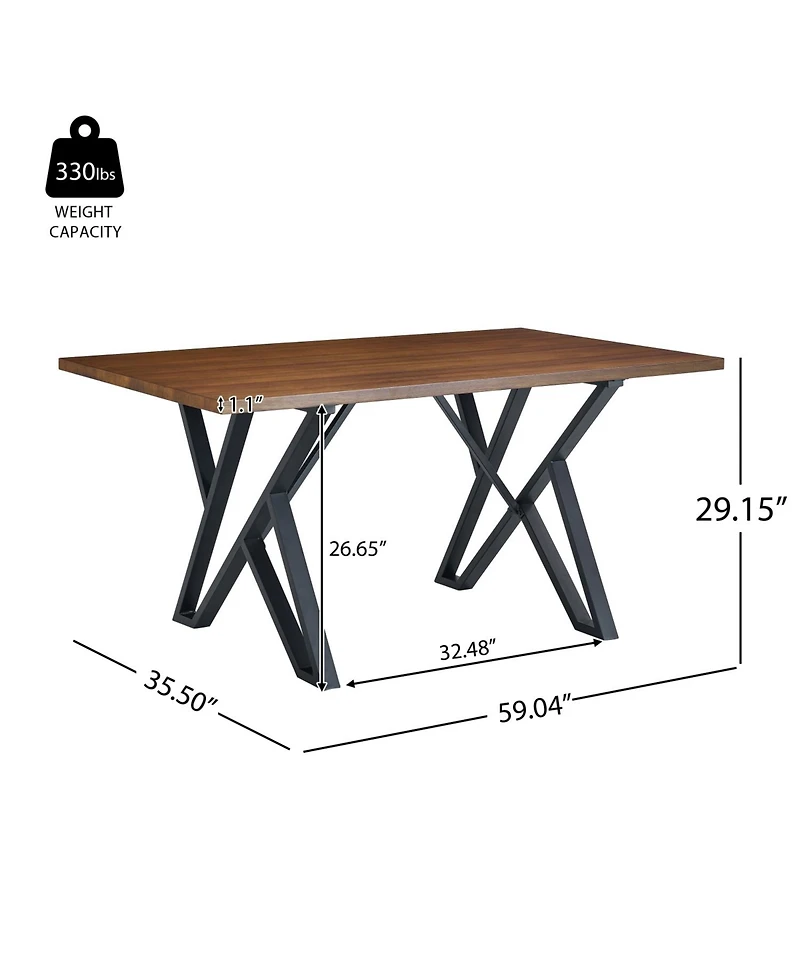 Streamdale Furniture Indoor Dining Table With Metal Legs,Walnut