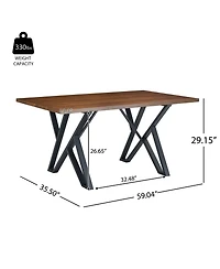 Streamdale Furniture Indoor Dining Table With Metal Legs,Walnut
