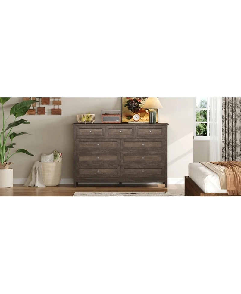 Streamdale Furniture Rustic Wood 9-Drawer Dresser - Brown