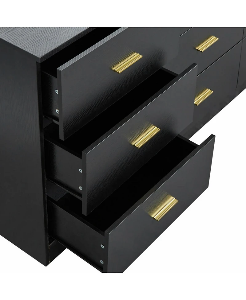 Streamdale Black 9-Drawer Dresser - Modern Bedroom Storage