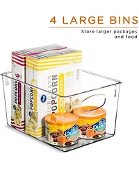 Sorbus 10-Piece Clear Open Bin Containers Set - Organize fridge & pantry essentials! Stackable, portable, clear view for easy access