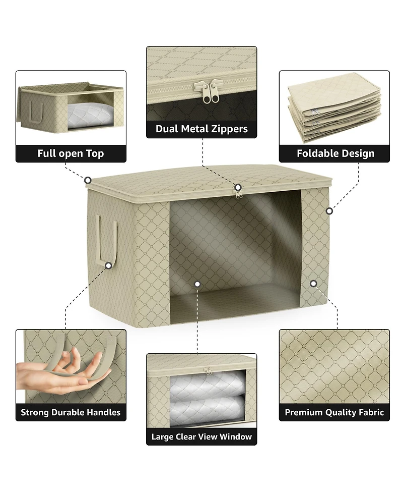 Sorbus Foldable Storage Bag Organizers, Large Clear Window & Carry Handles, Great for Clothes, Blankets, Closets, Bedrooms, and more
